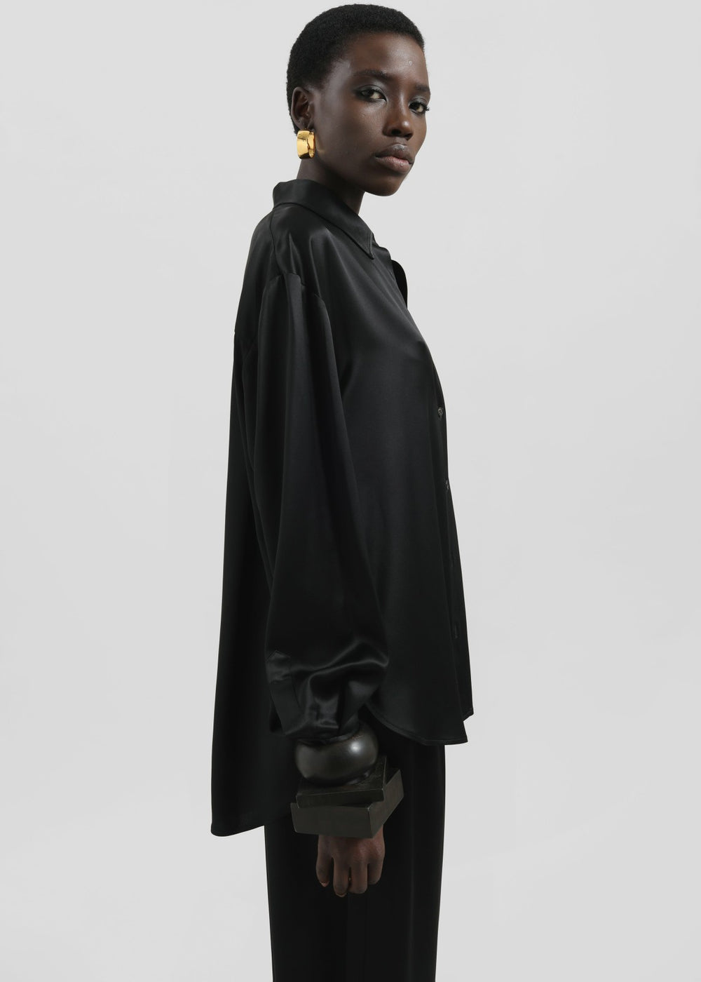 Peri Satin Shirt - Black