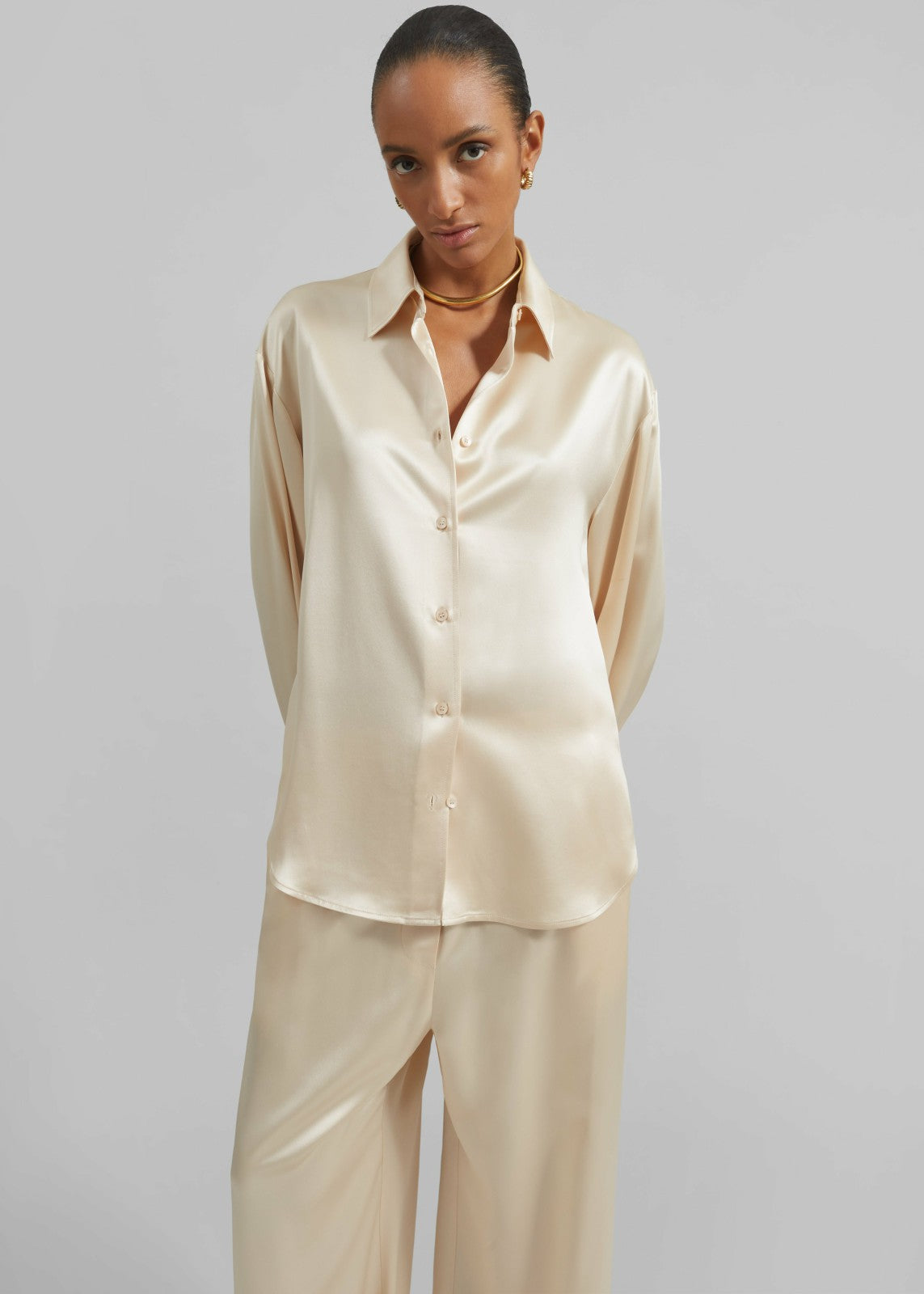 Peri Satin Shirt - Champagne