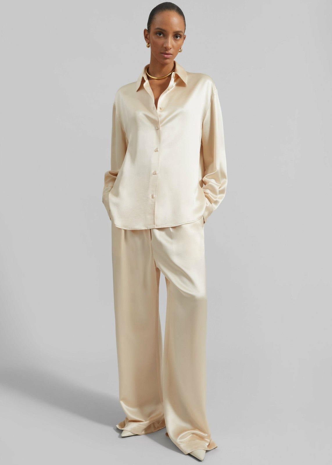 Peri Satin Shirt - Champagne