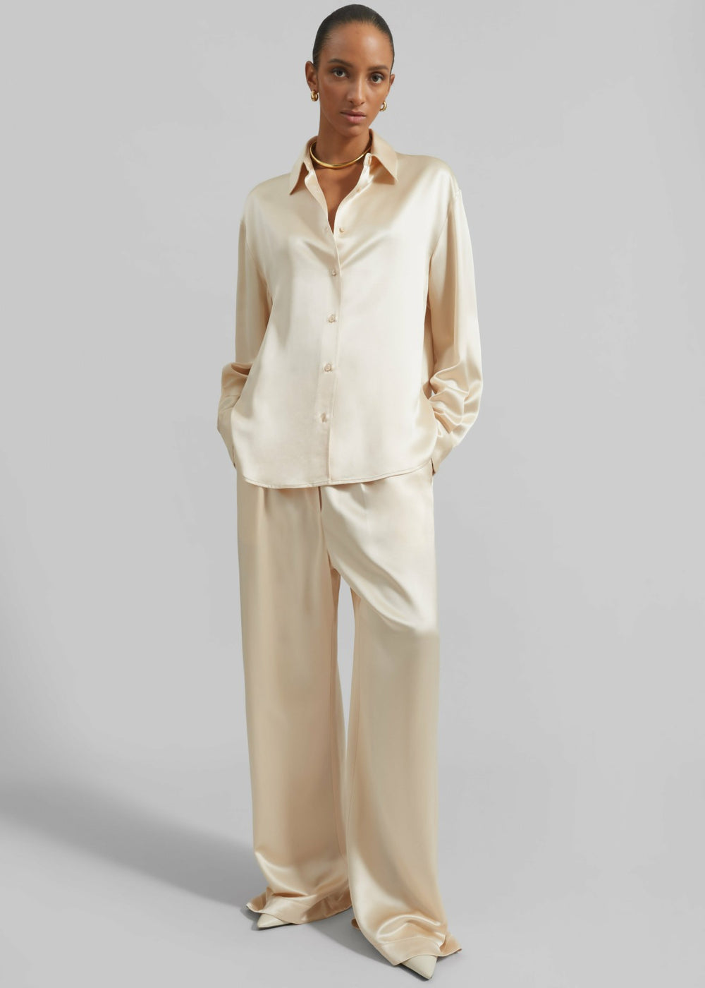 Peri Satin Shirt - Champagne
