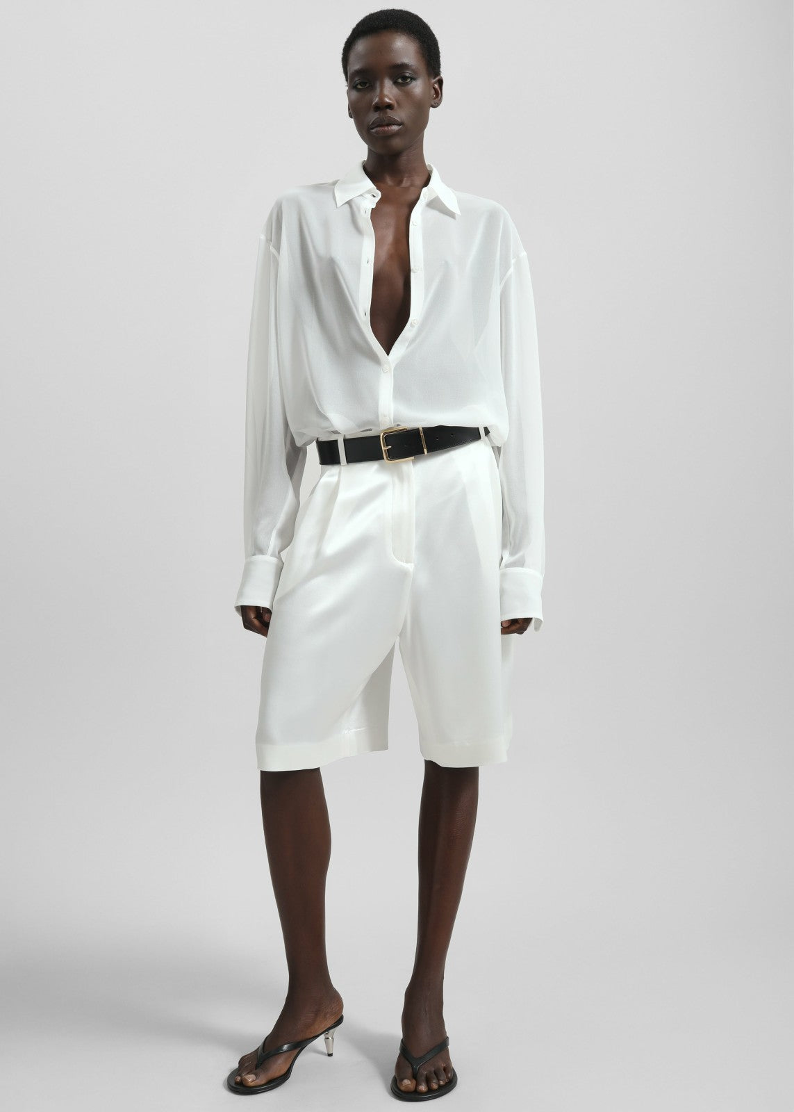Peri Silk Georgette Shirt - White