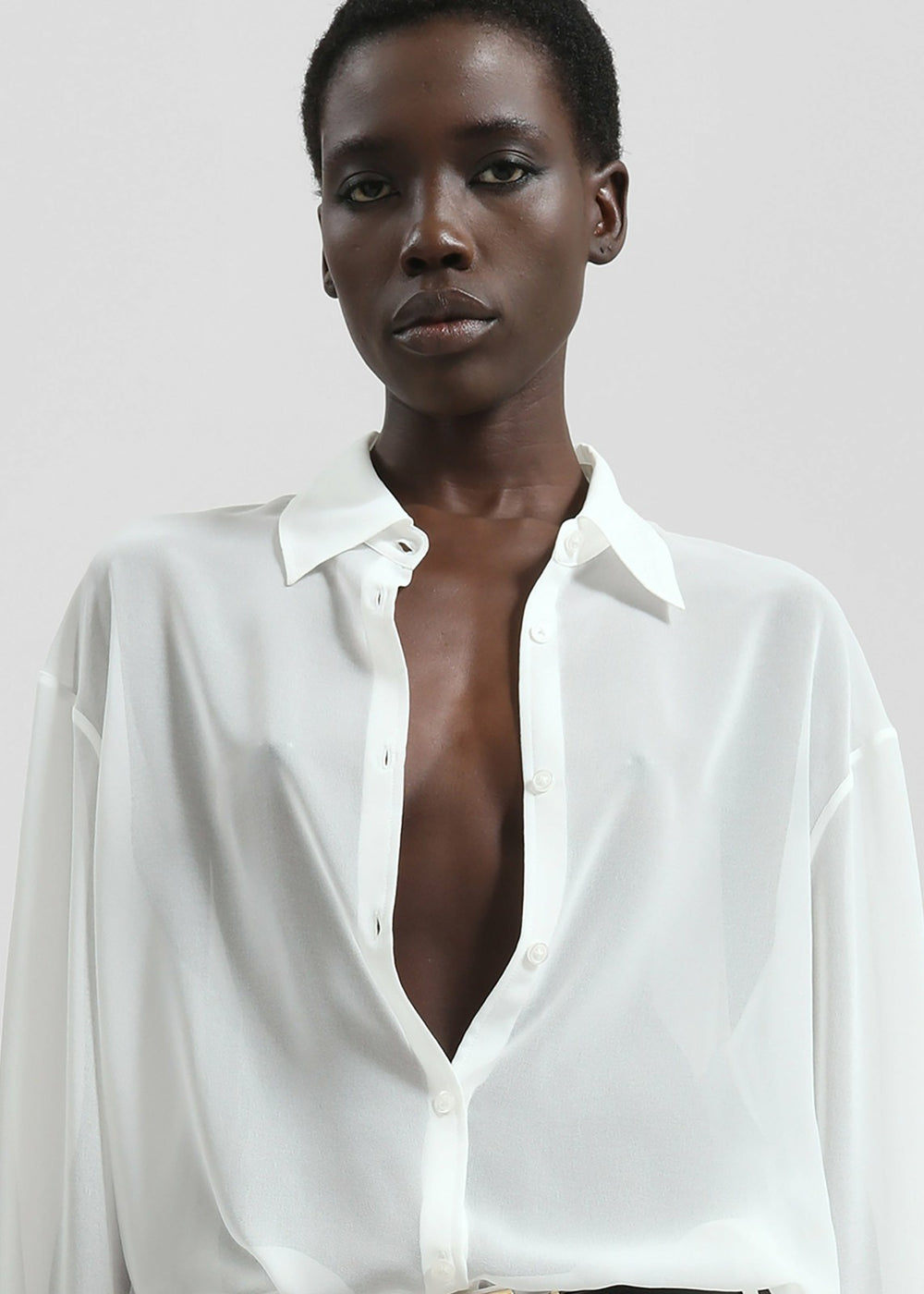 Peri Silk Georgette Shirt - White
