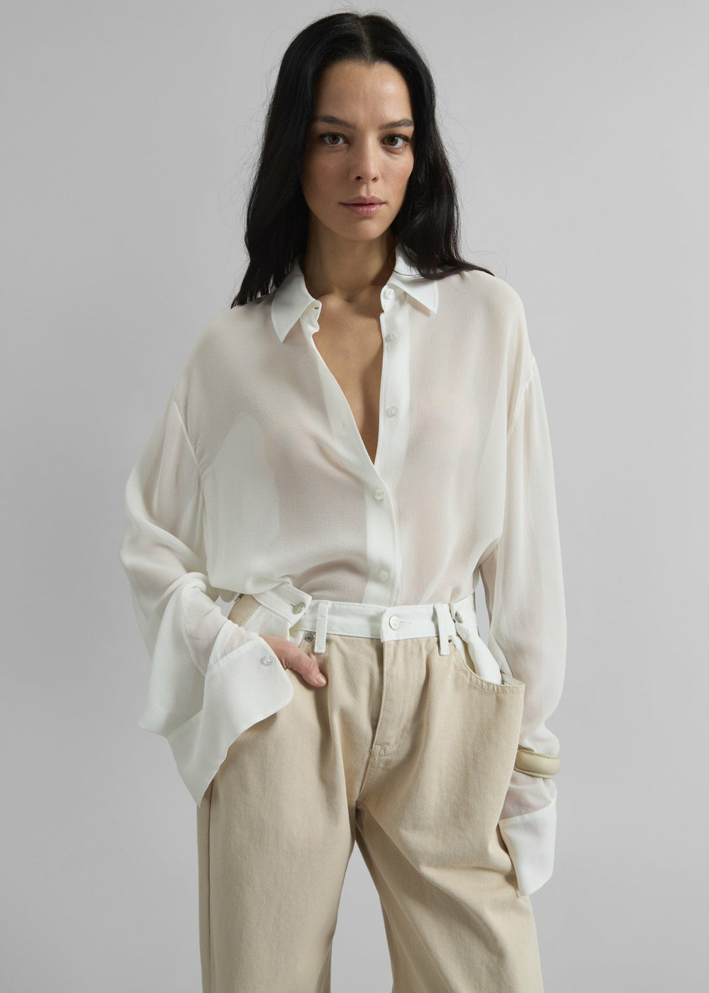 Peri Silk Georgette Shirt - White