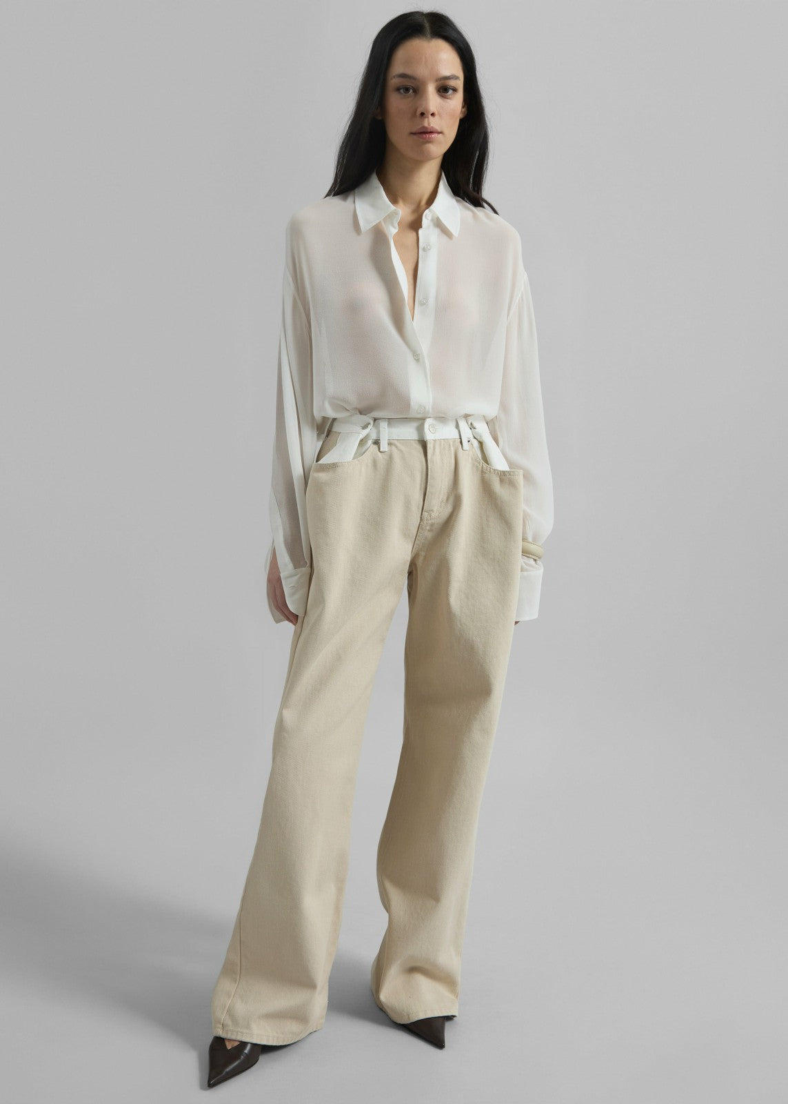 Peri Silk Georgette Shirt - White