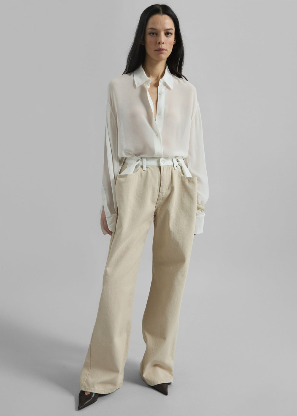 Peri Silk Georgette Shirt - White