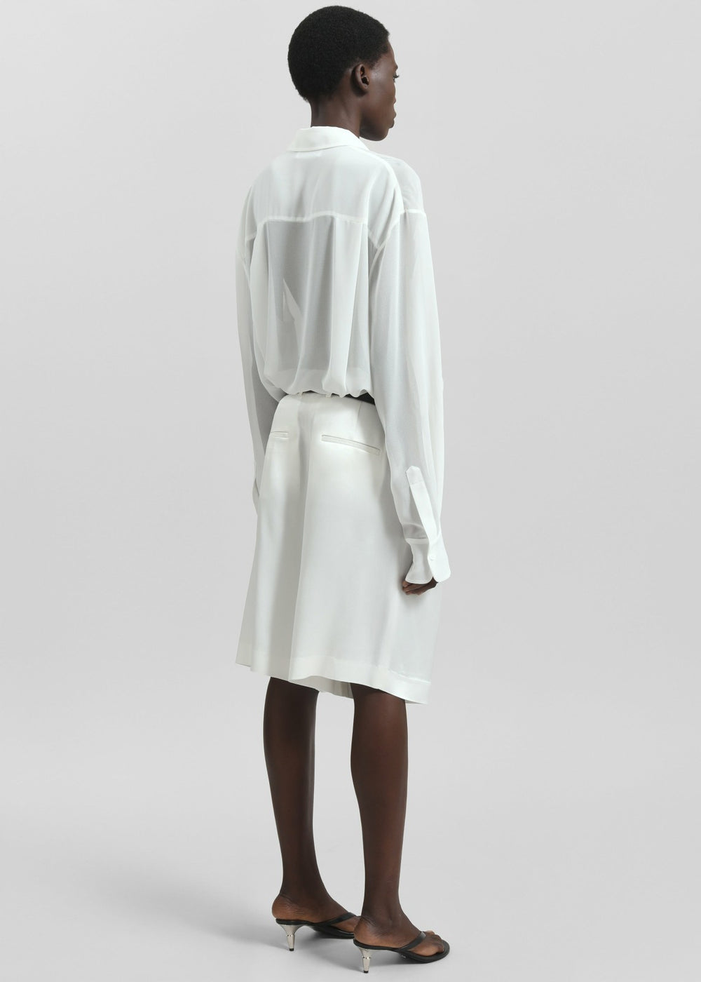 Peri Silk Georgette Shirt - White