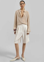 Peri Silk Georgette Shirt - Beige