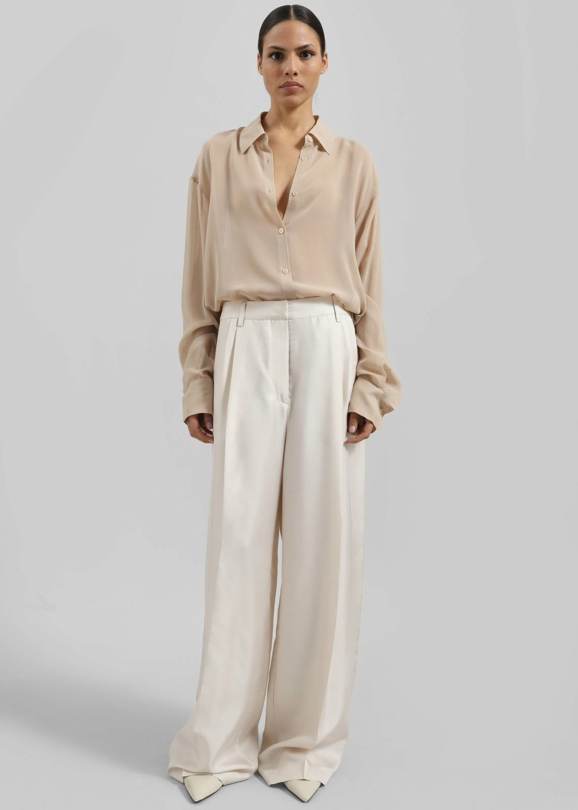 Peri Silk Georgette Shirt - Beige