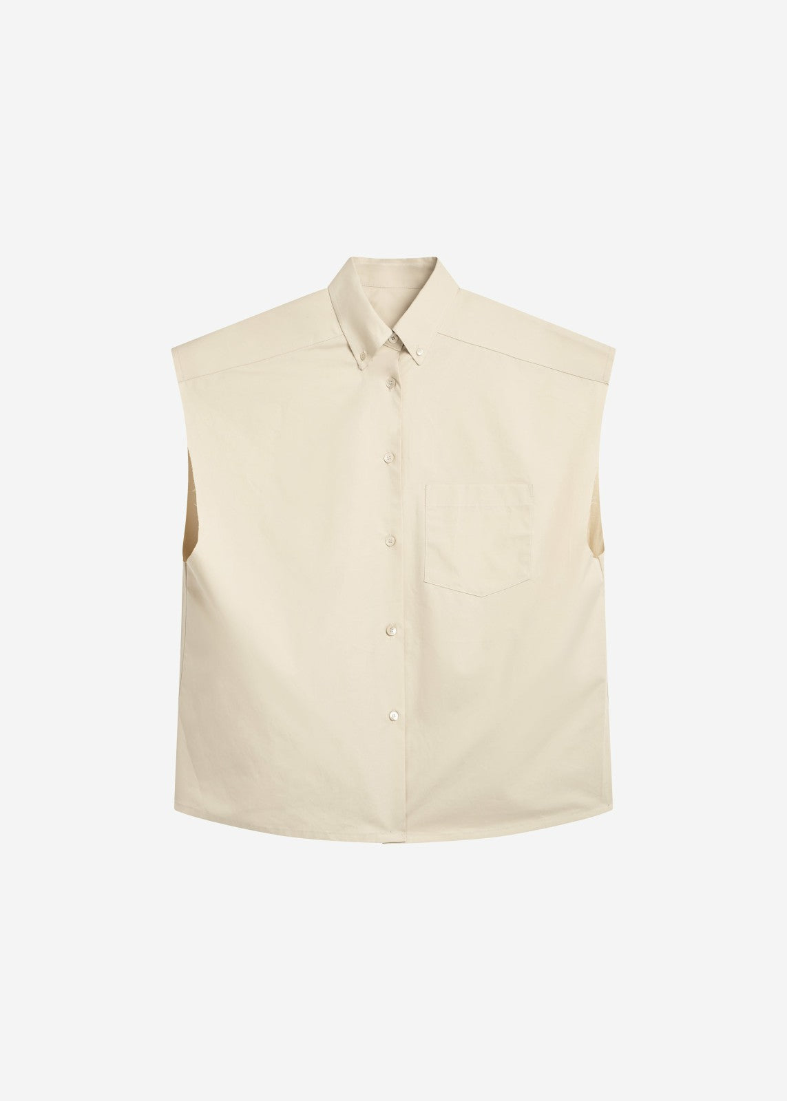 Quenin Sleeveless Button Down Shirt - Beige