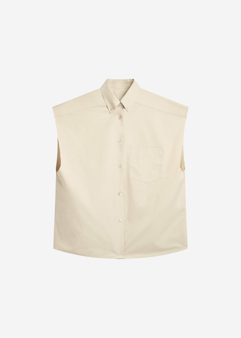 Quenin Sleeveless Button Down Shirt - Beige