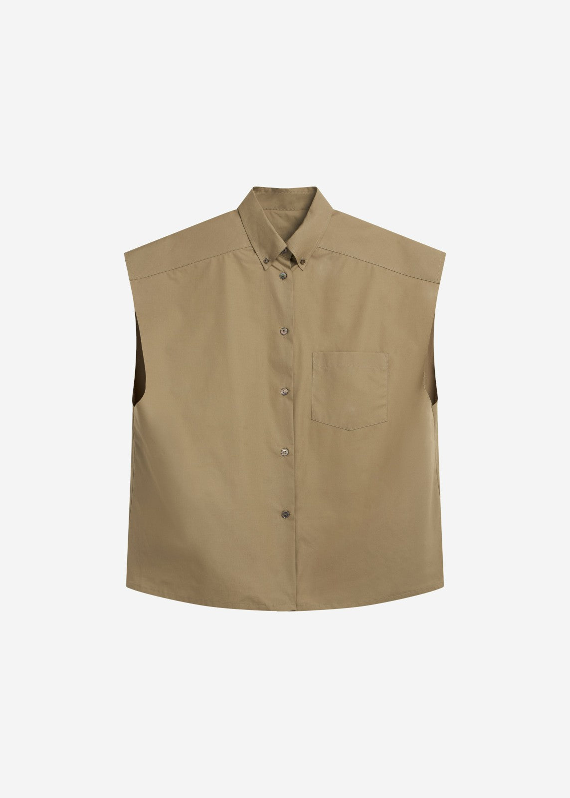 Quenin Sleeveless Button Down Shirt - Taupe