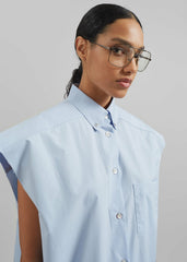 Quenin Sleeveless Button Down Shirt - Light Blue