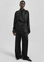 Scarlett Satin Kimono Jacket - Black