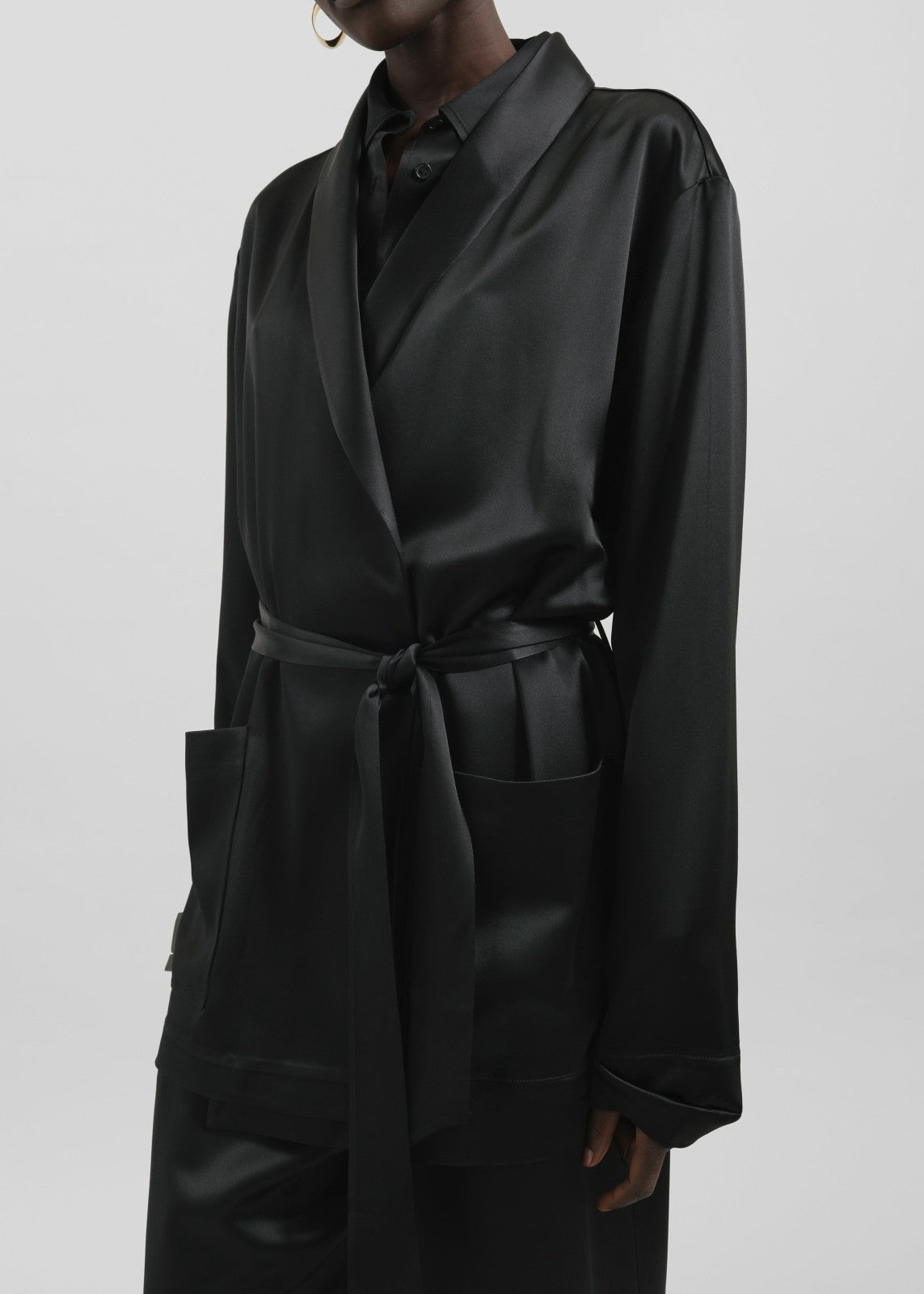 Scarlett Satin Kimono Jacket - Black
