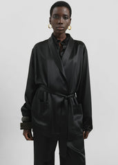 Scarlett Satin Kimono Jacket - Black