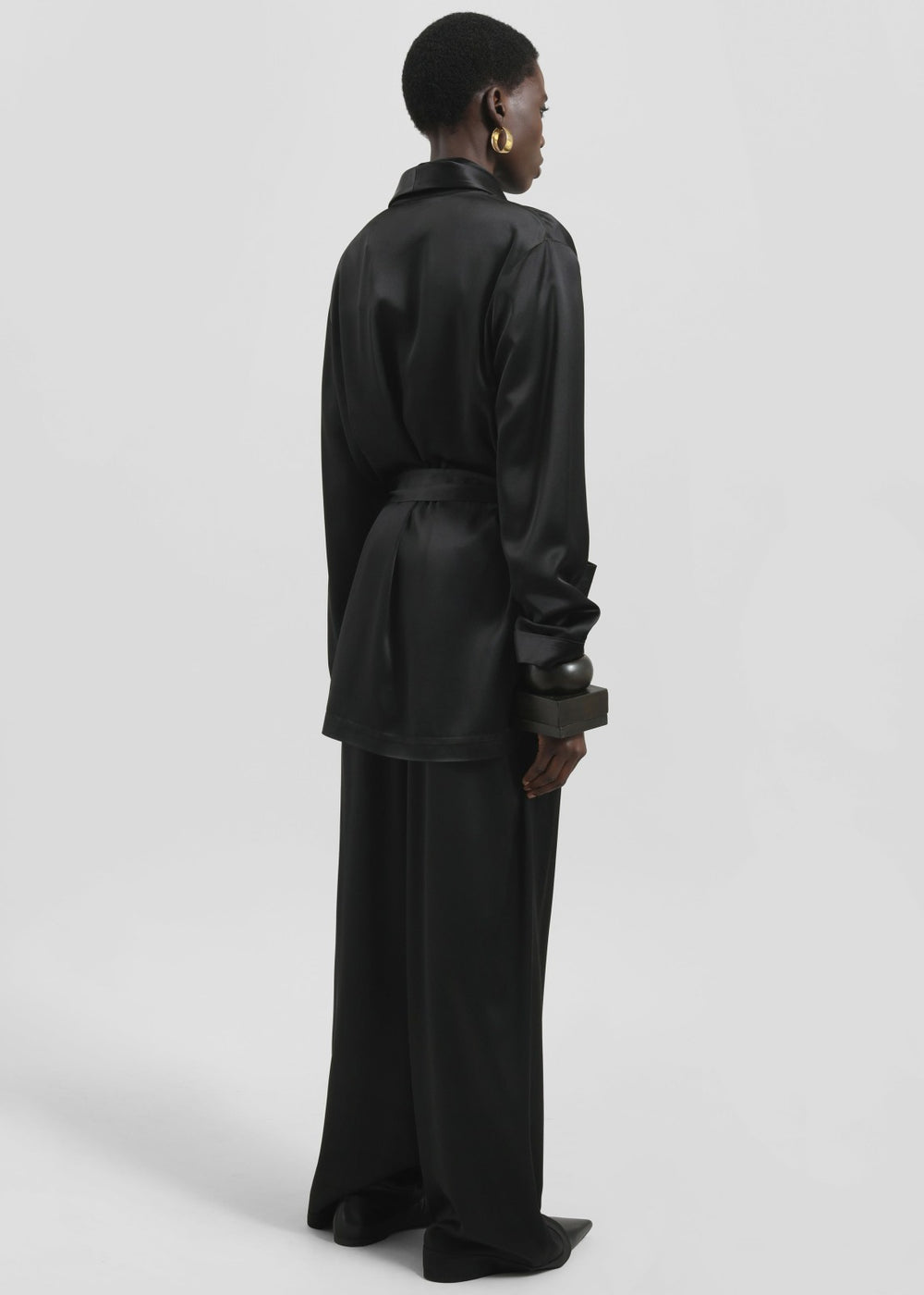 Scarlett Satin Kimono Jacket - Black