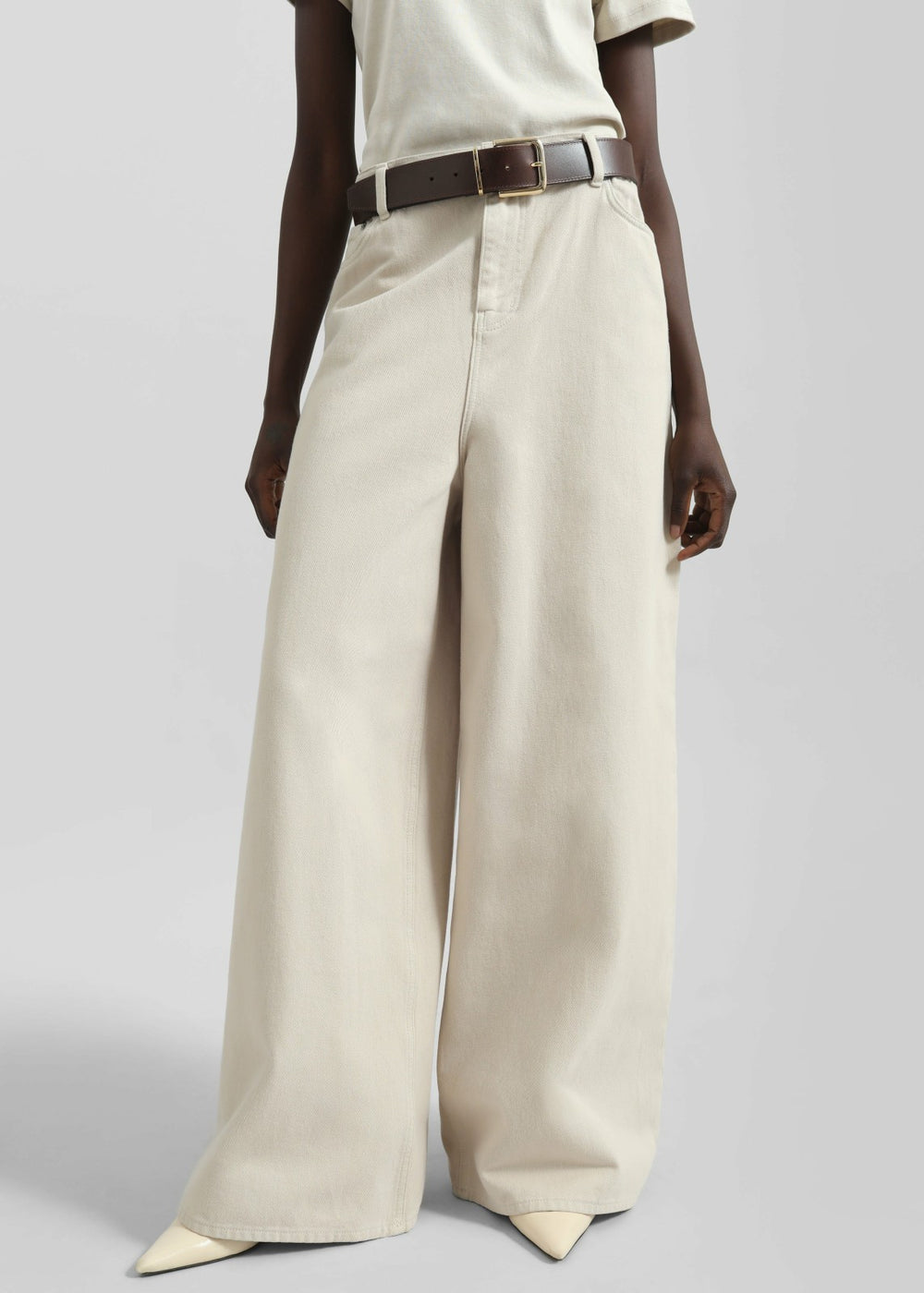 Sasha Wide Leg Jeans - Sand
