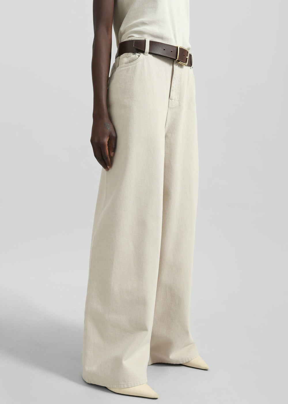 Sasha Wide Leg Jeans - Sand