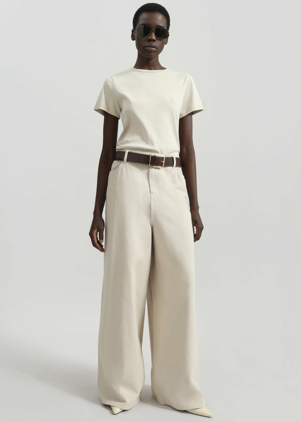Sasha Wide Leg Jeans - Sand