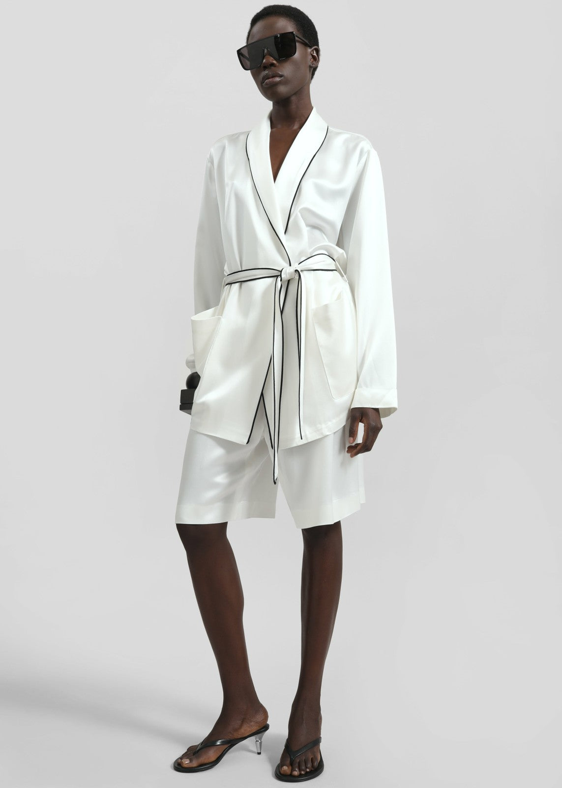 Scarlett Satin Kimono Jacket - White
