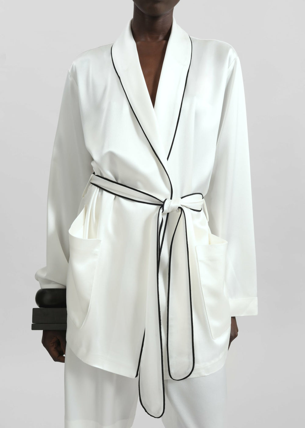 Scarlett Satin Kimono Jacket - White