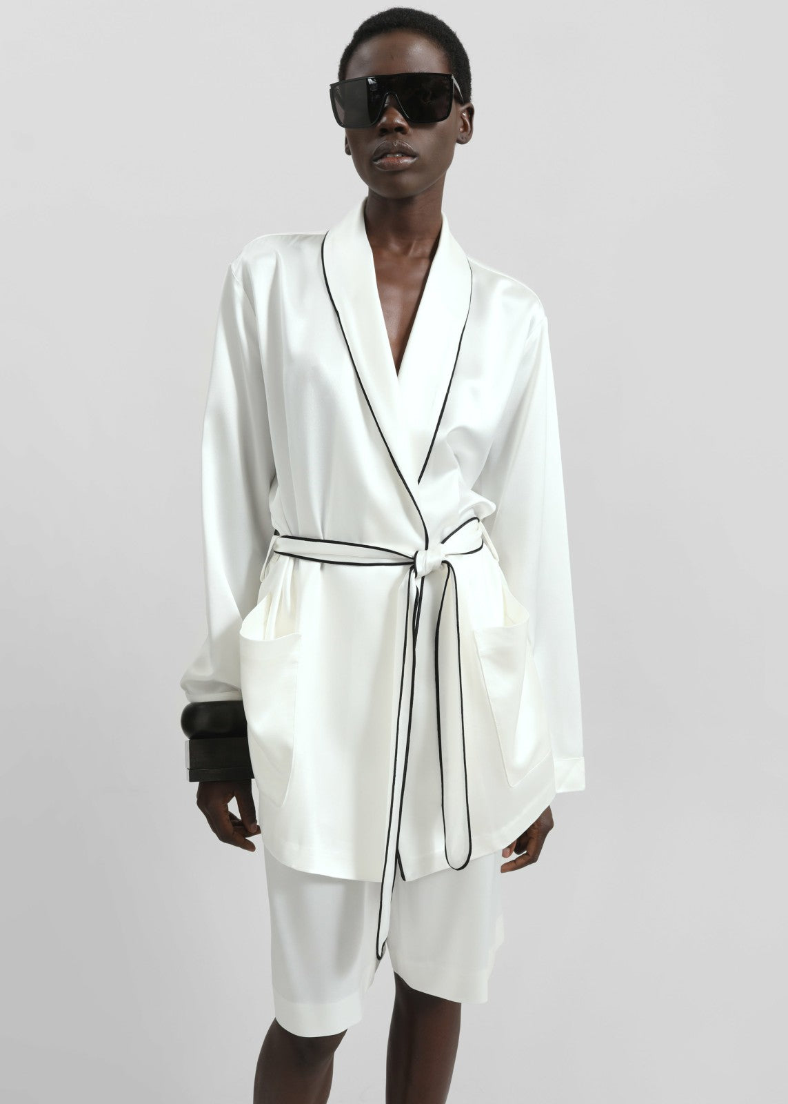 Scarlett Satin Kimono Jacket - White