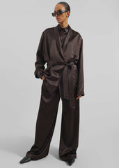 Scarlett Satin Kimono Jacket - Brown