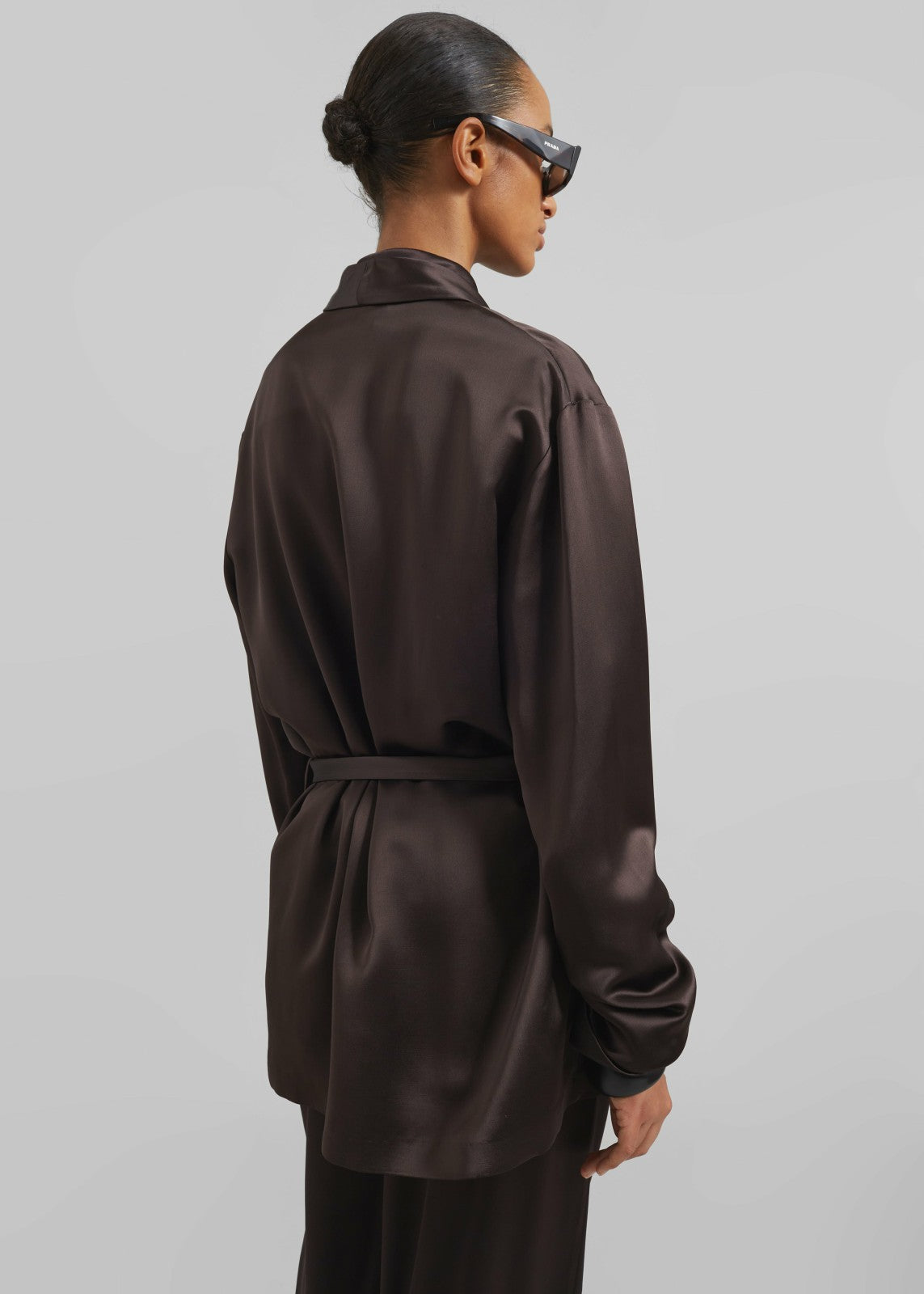 Scarlett Satin Kimono Jacket - Brown
