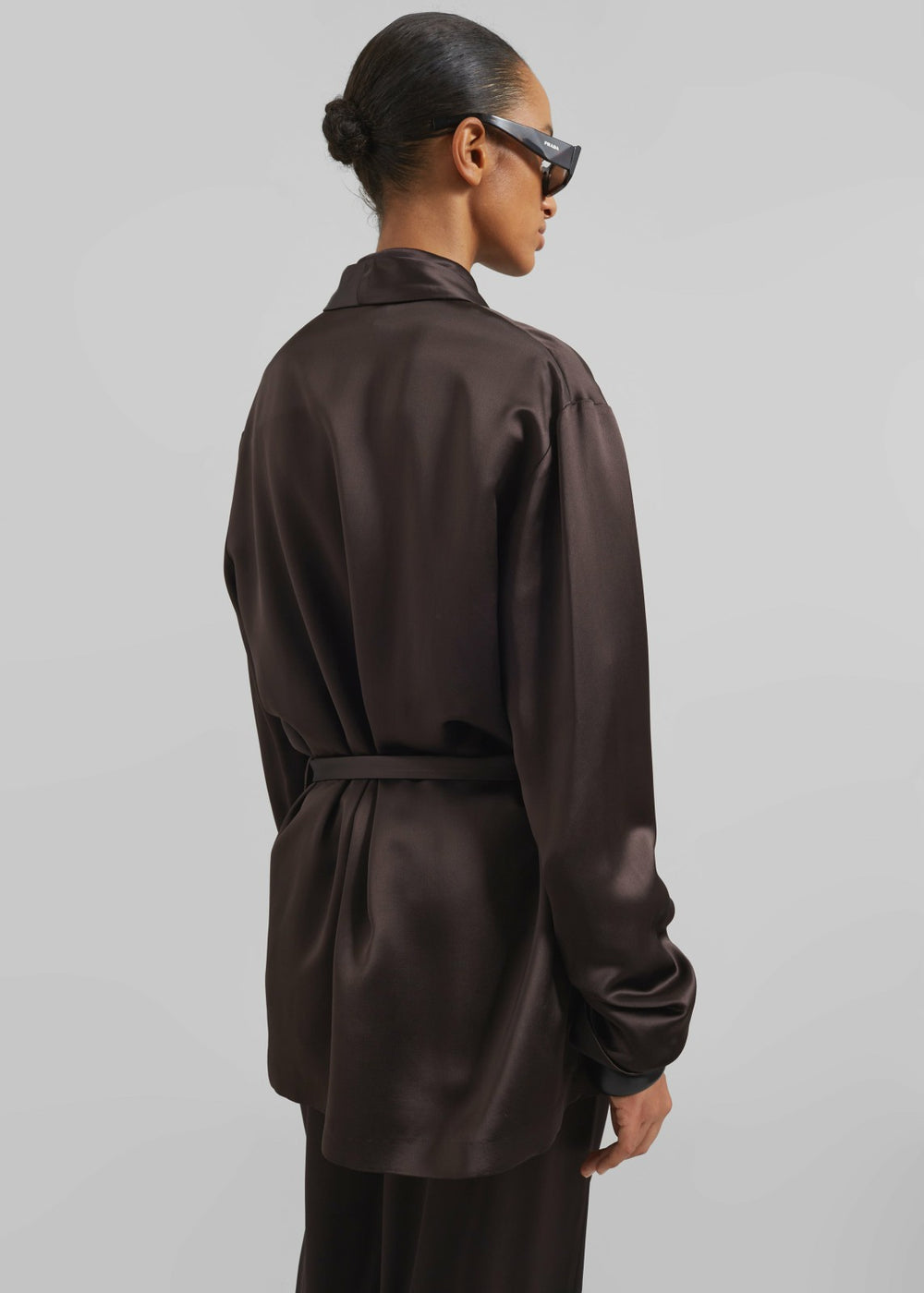 Scarlett Satin Kimono Jacket - Brown