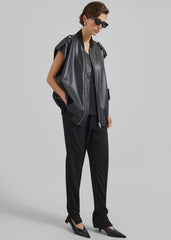 Slane Sleeveless Faux Leather Jacket - Black