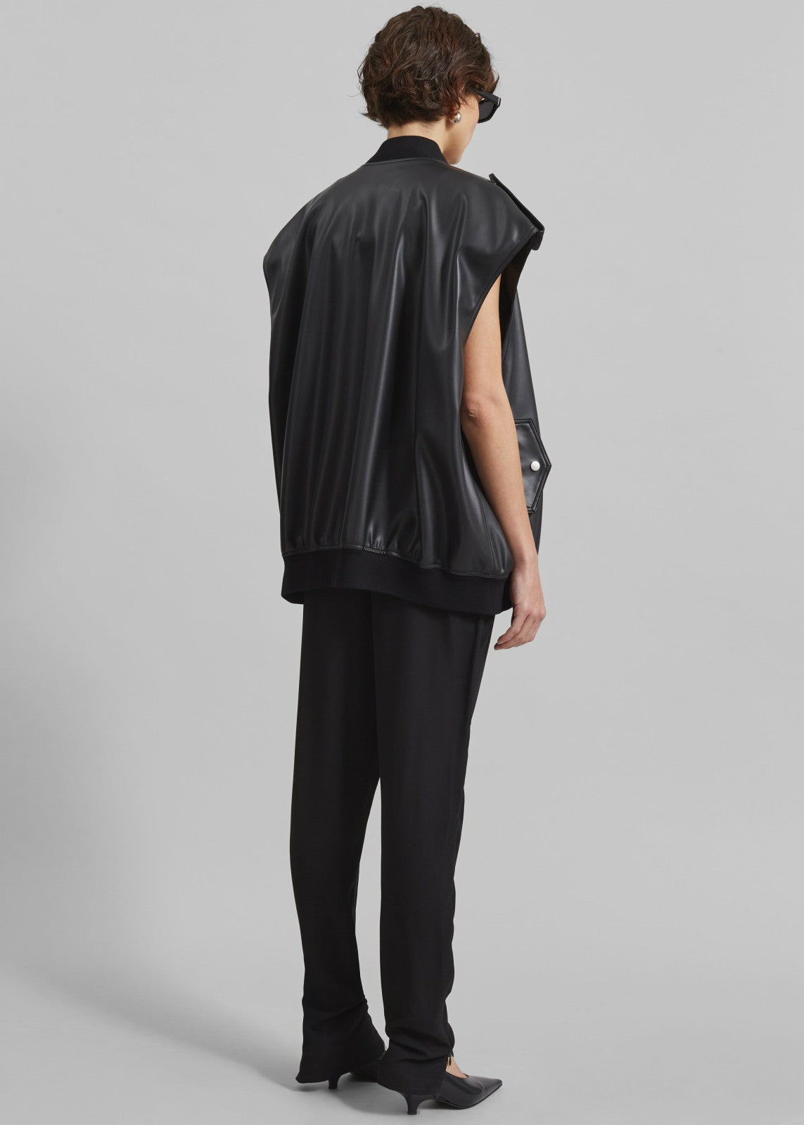 Slane Sleeveless Faux Leather Jacket - Black