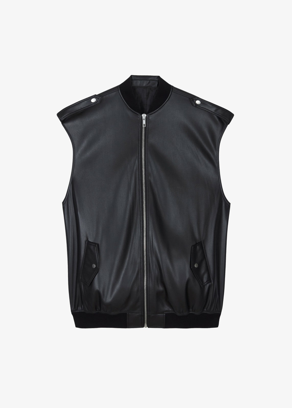 Slane Sleeveless Faux Leather Jacket - Black