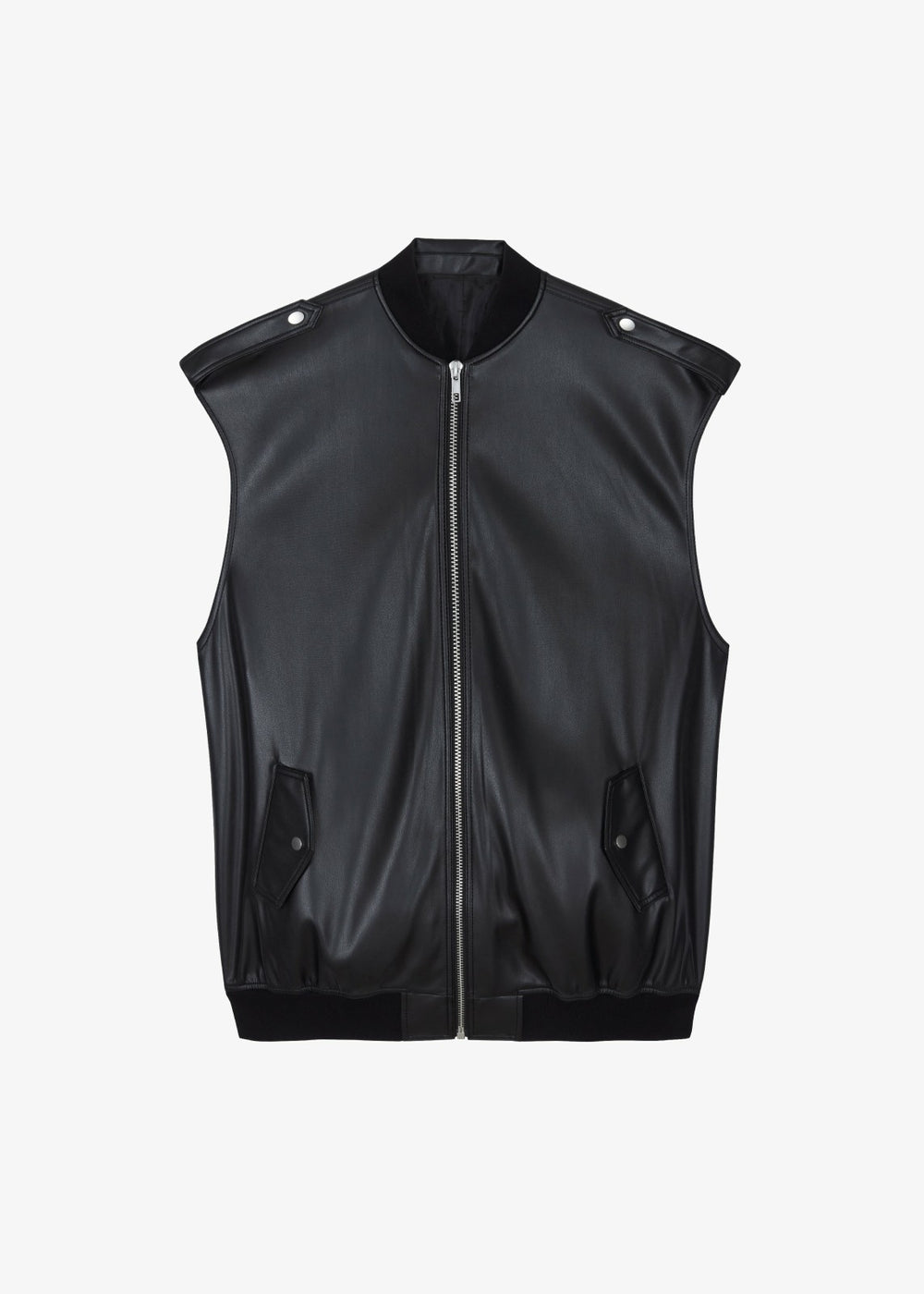 Slane Sleeveless Faux Leather Jacket - Black