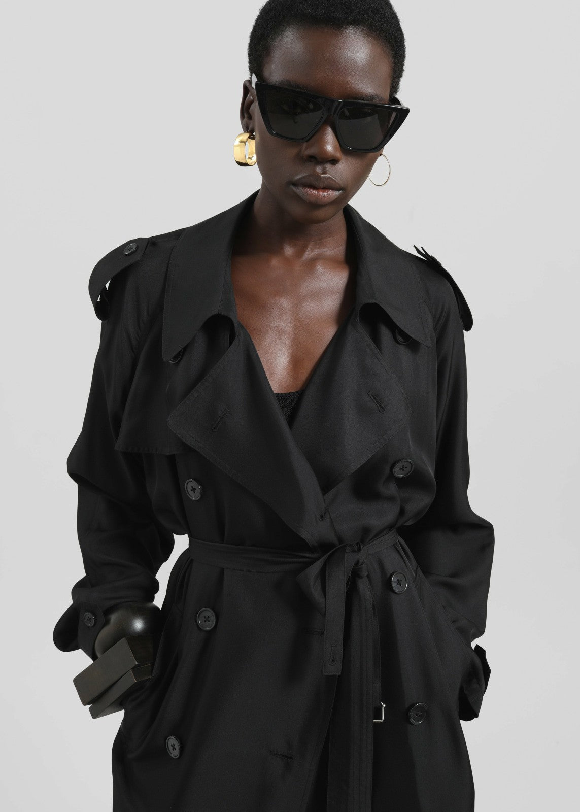 Veyron Silk Trench - Black