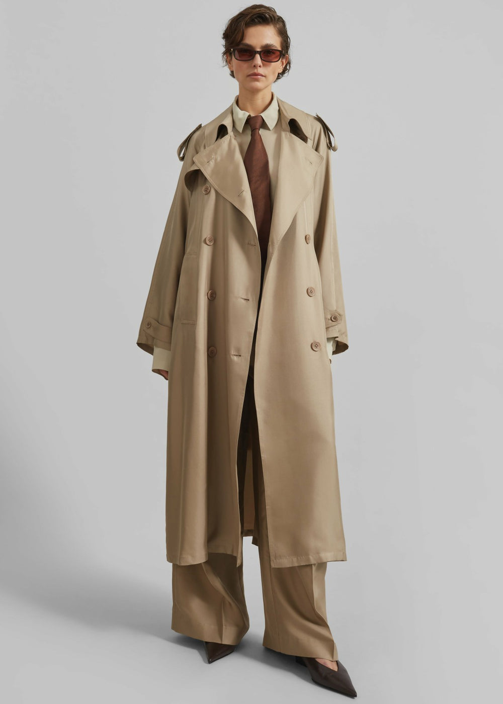 Veyron Silk Trench - Beige