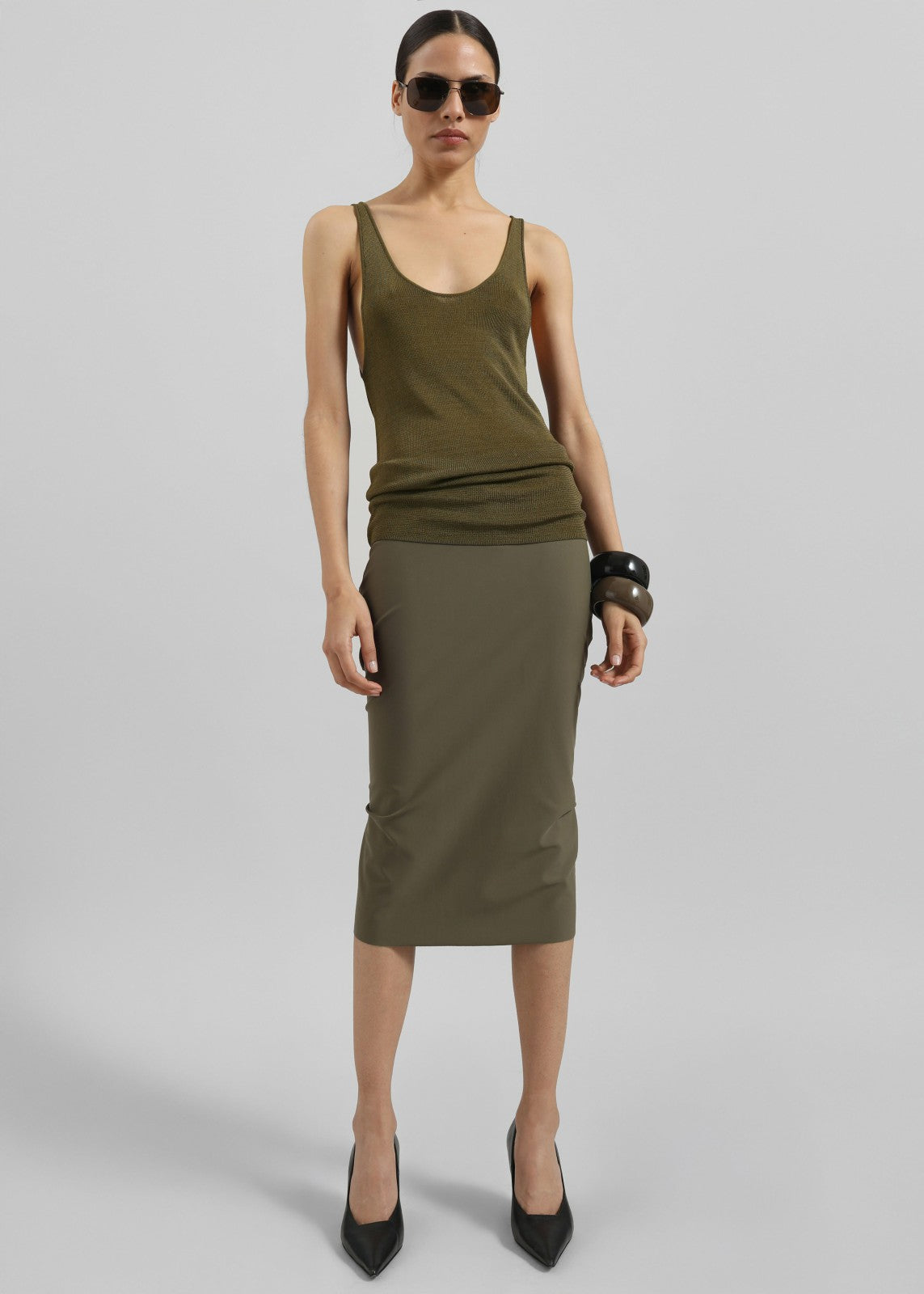 Viera Midi Skirt - Khaki