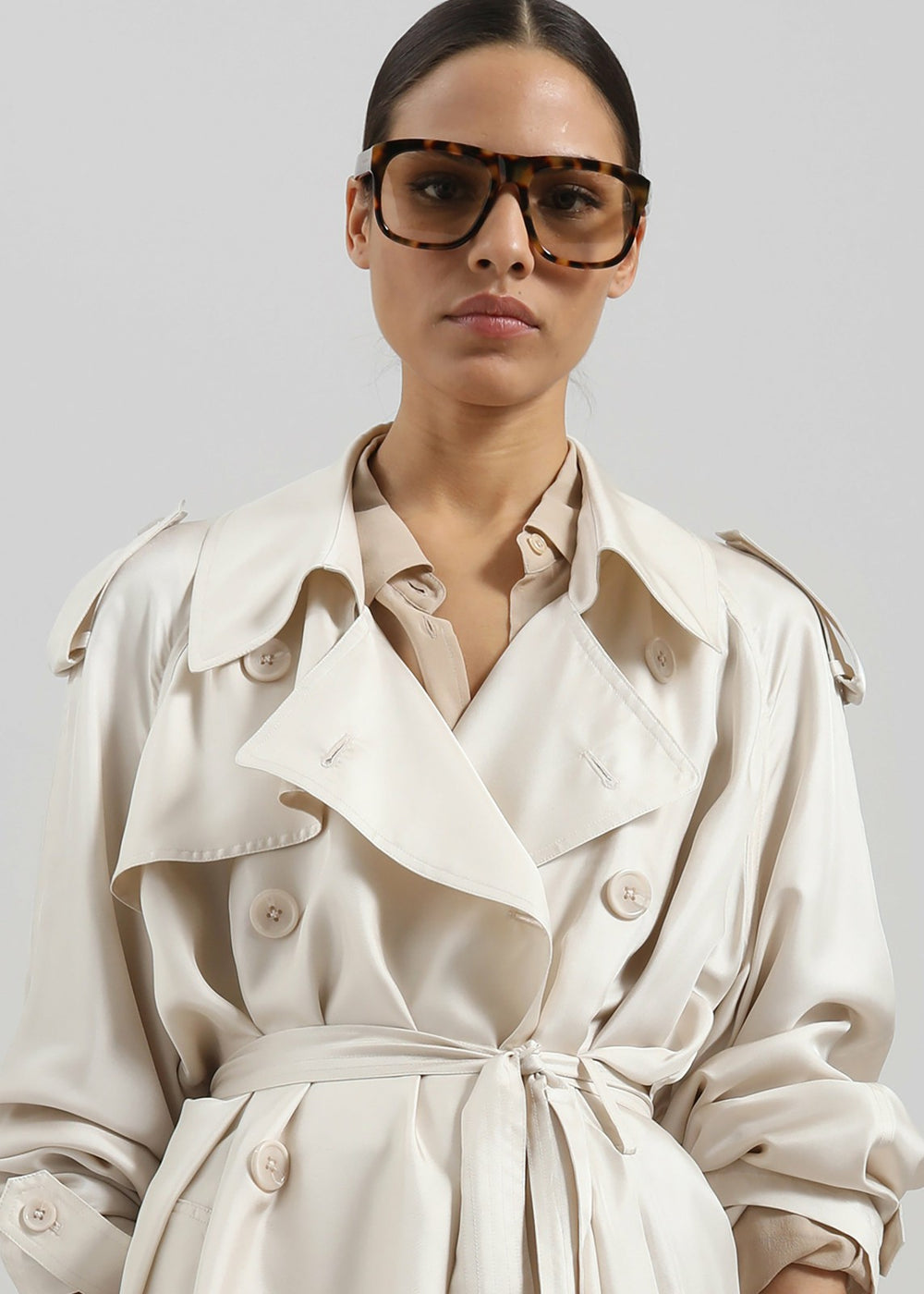 Veyron Silk Trench - Ivory