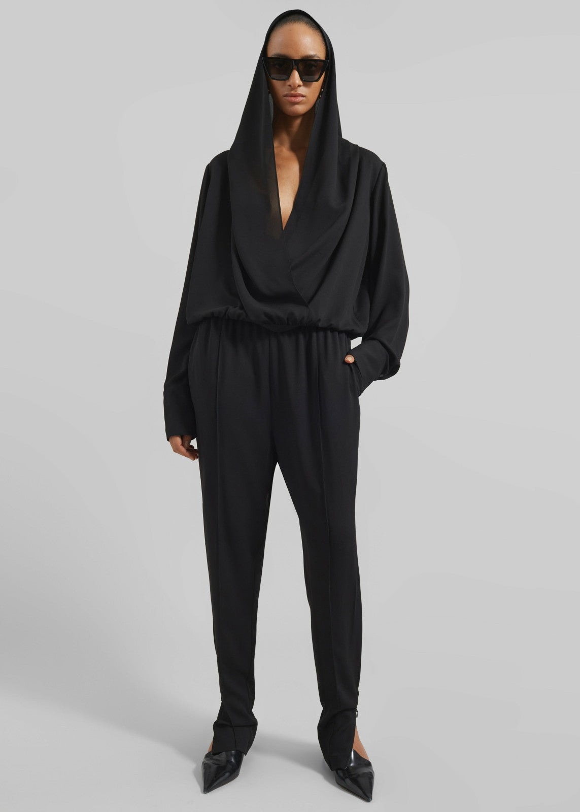 Annie Fluid Hooded Blouse - Black