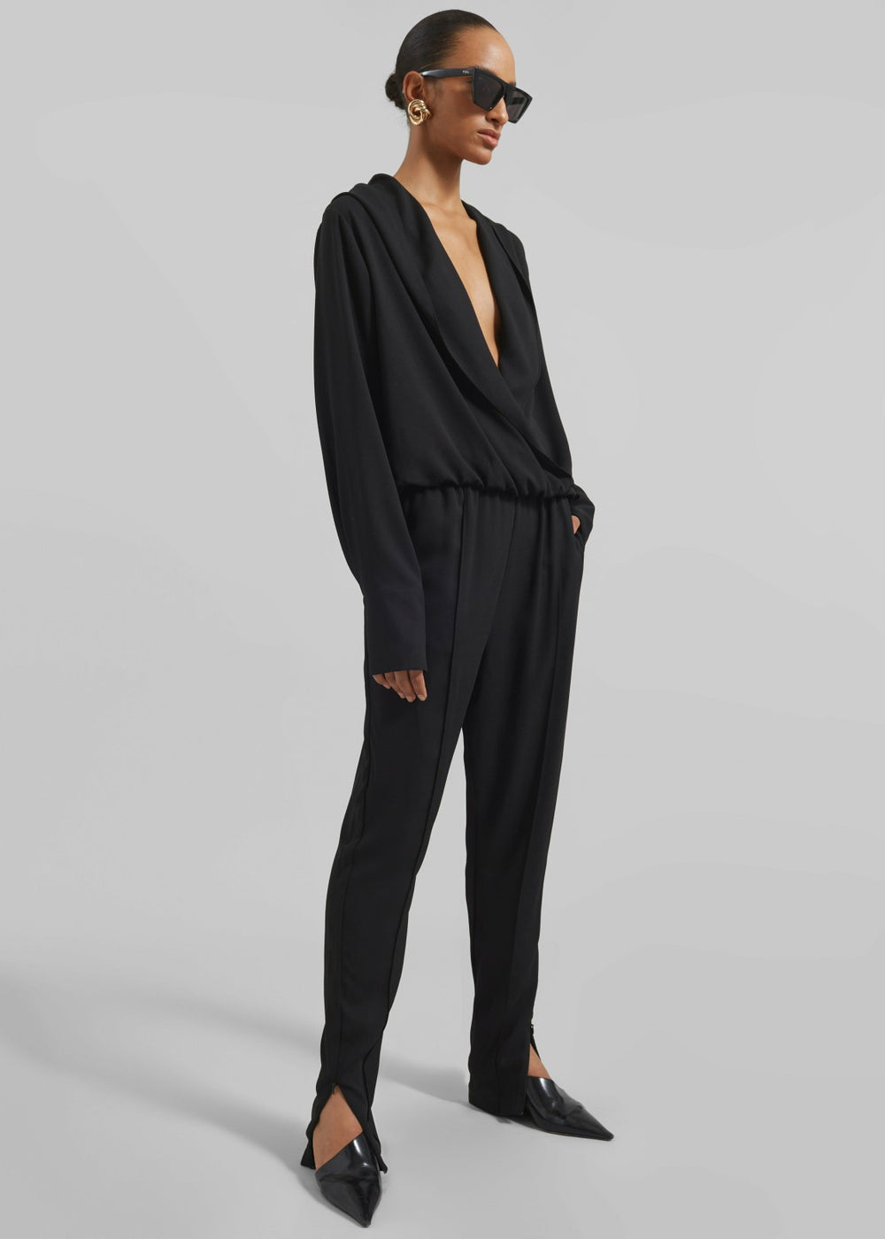 Annie Fluid Hooded Blouse - Black