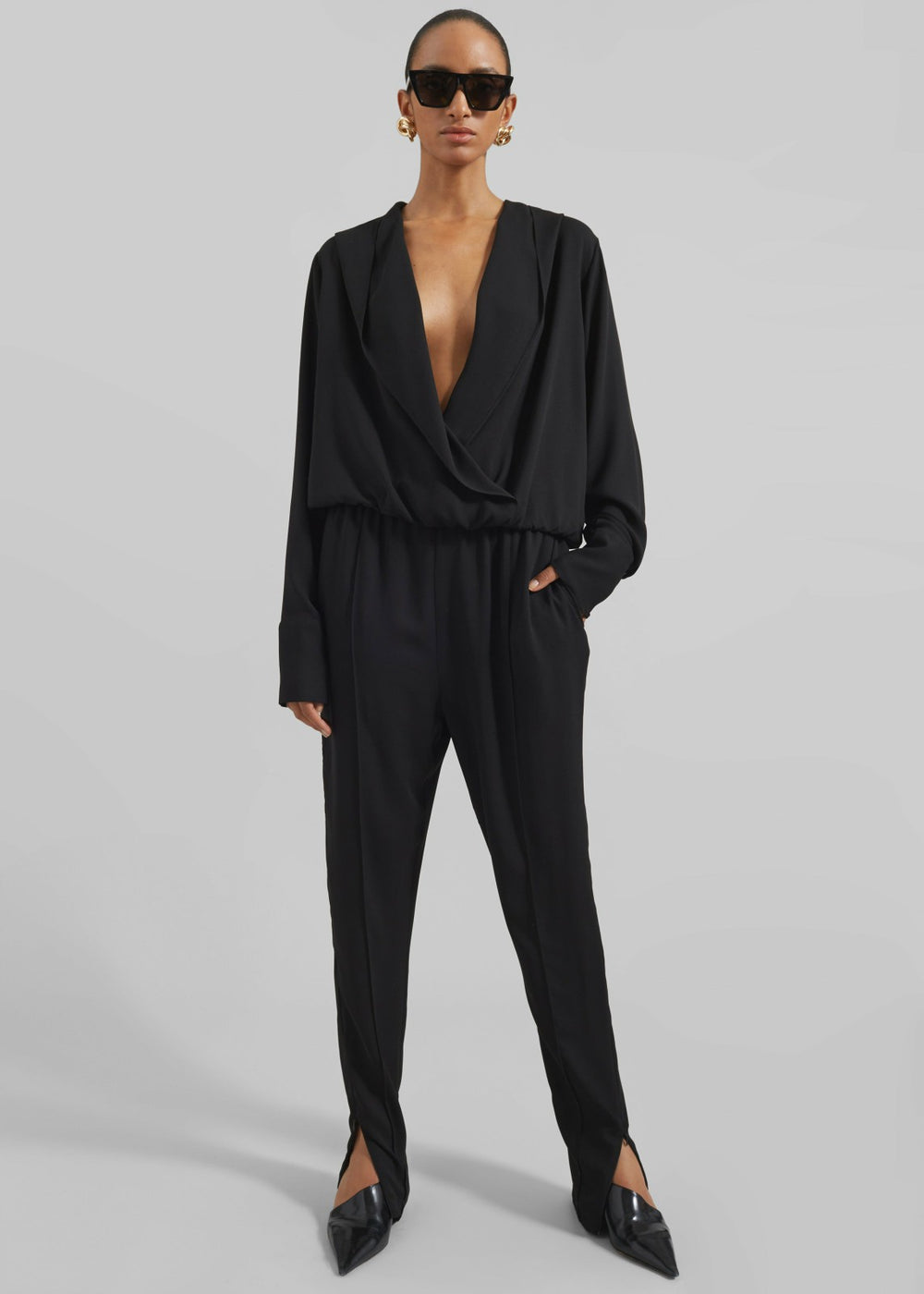Annie Fluid Hooded Blouse - Black