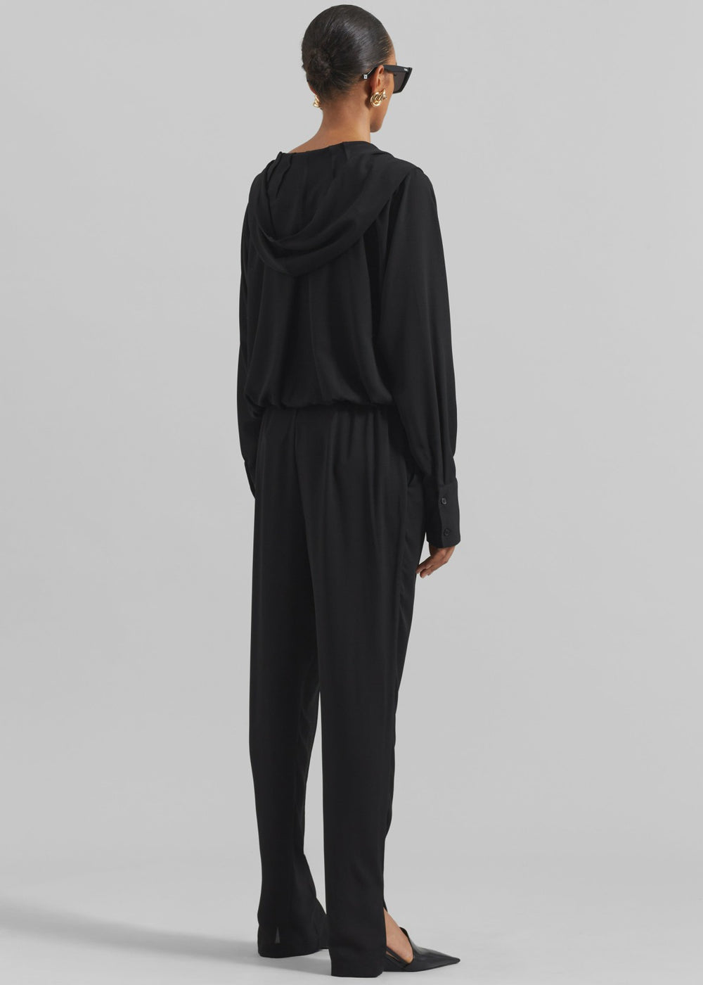 Annie Fluid Hooded Blouse - Black