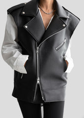 Chicago Oversized Biker Vest - Black