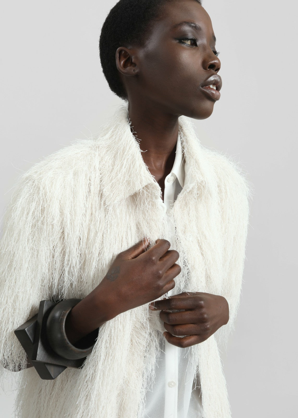Paolina Fringed Shirt - White