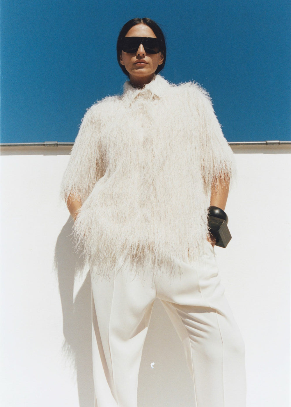 Paolina Fringed Shirt - White