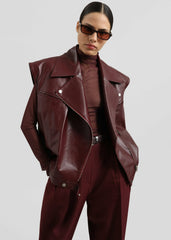Cetina Leather Vest - Burgundy