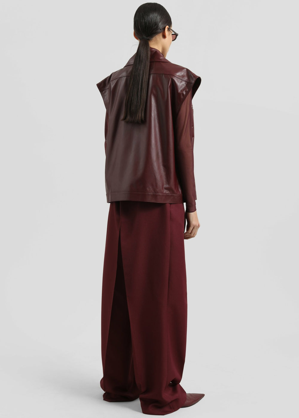 Cetina Leather Vest - Burgundy