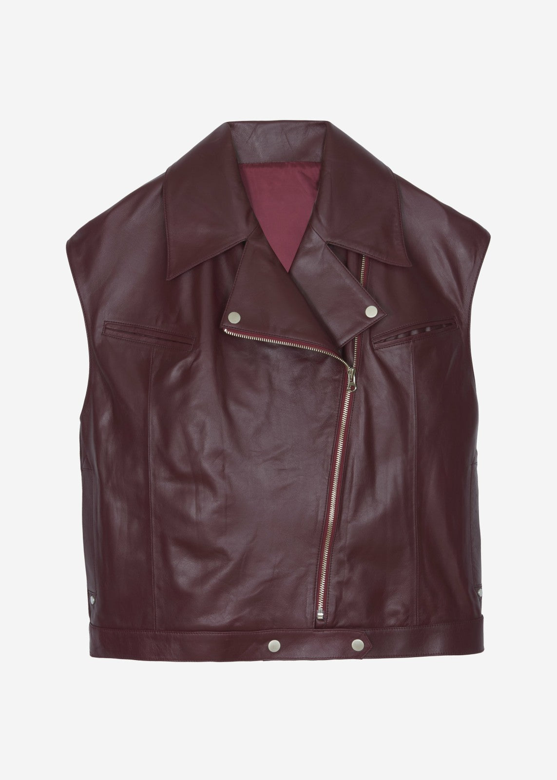Cetina Leather Vest - Burgundy