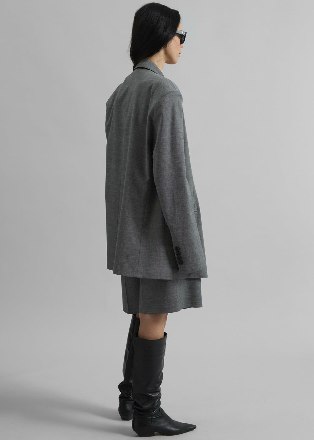 Newark Double Breasted Blazer - Grey Melange