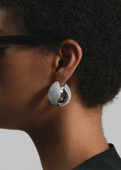 Coperni Crystal-Embellished Creole Logo Earrings - Silver