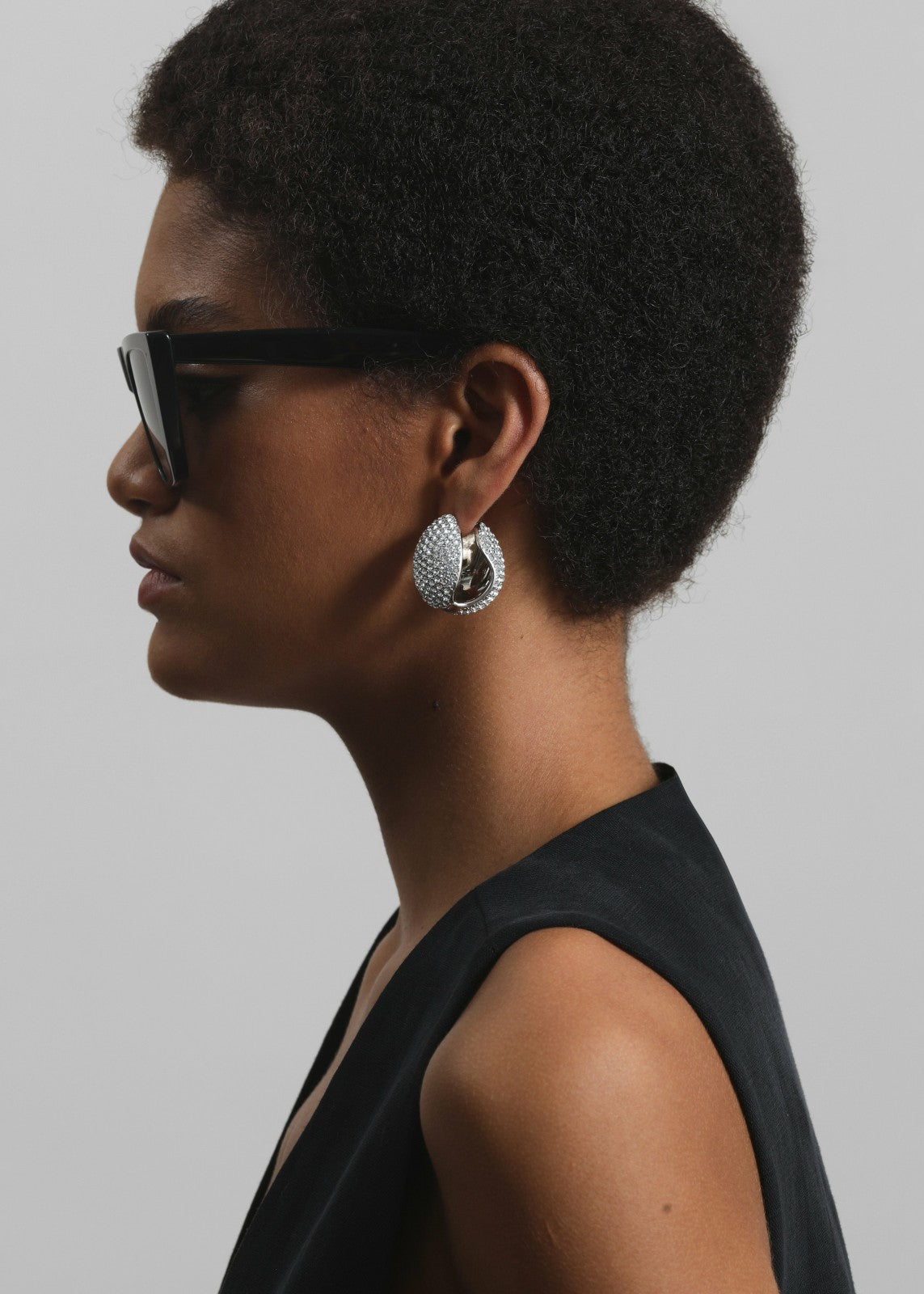 Coperni Crystal-Embellished Creole Logo Earrings - Silver